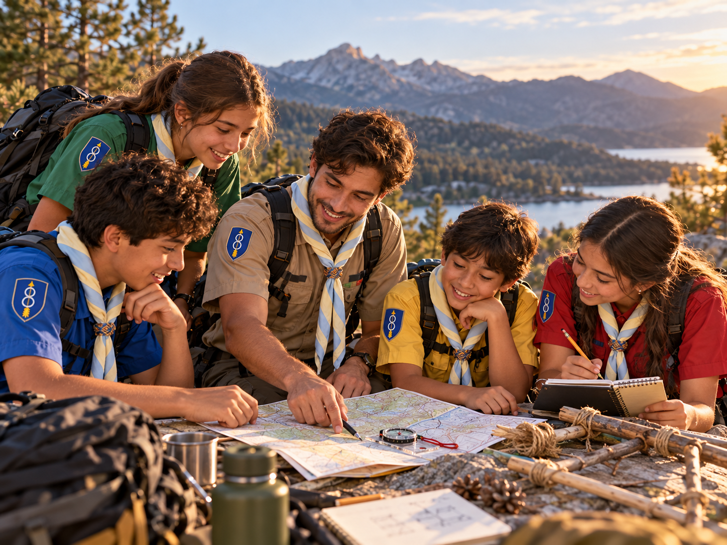 Scouter acompañando a jóvenes en una actividad